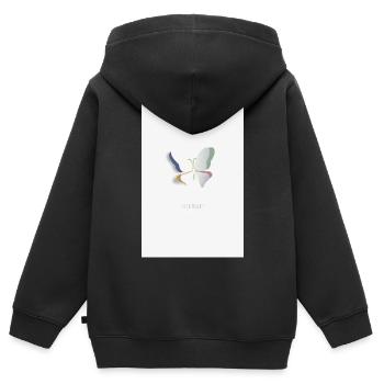 Leichtigkeit Schmetterling minimalistisches Design - Kinder Premium Organic Zip Hoodie - Schwarz - Hinten - AI Model Kid Male (0cm)