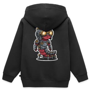 Centipede Steampunk Gepanzerte Stahlrüstung - Kinder Premium Organic Zip Hoodie - Schwarz - Hinten - AI Model Kid Male (0cm)