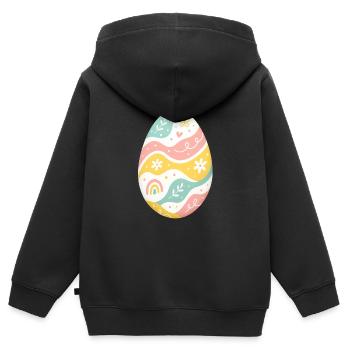 Motif pastel d’œufs de Pâques - Sweat Premium à capuche zippé enfant bio - noir - Dos - AI Model Kid Male (0cm)
