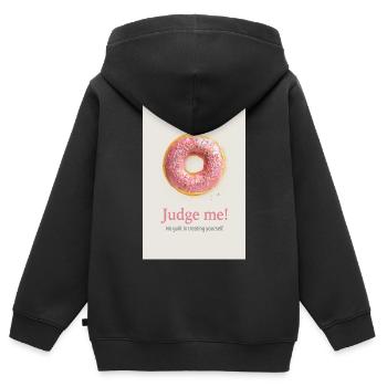 Style amusant de nourriture sucrée Judge Me Donut - Sweat Premium à capuche zippé enfant bio - noir - Dos - AI Model Kid Male (0cm)