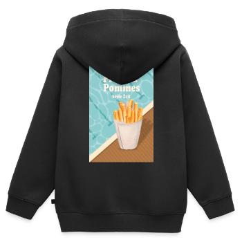 Freibad Pommes beste Zeit Retro Sommer - Kinder Premium Organic Zip Hoodie - Schwarz - Hinten - AI Model Kid Male (0cm)