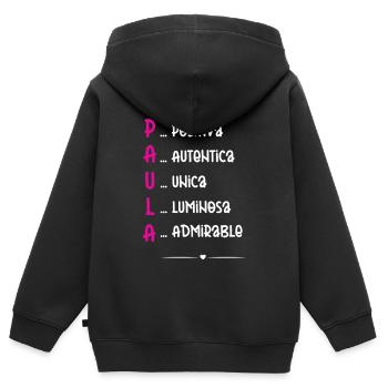 Sara Cadeau Personnalisé - Sweat Premium à capuche zippé enfant bio - noir - Dos - AI Model Kid Male (0cm)