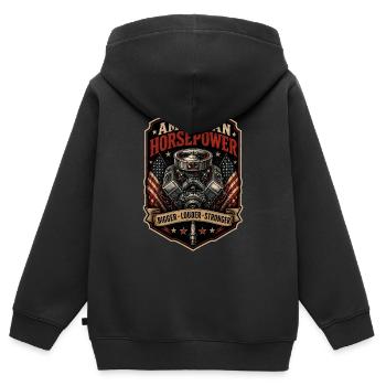 V8 Motor US-Car Horsepower Amerika Oldtimer - Kinder Premium Organic Zip Hoodie - Schwarz - Hinten - AI Model Kid Male (0cm)