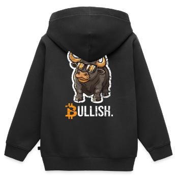 Bitcoin Bull Bullish - Kinder Premium Organic Zip Hoodie - Schwarz - Hinten - AI Model Kid Male (0cm)