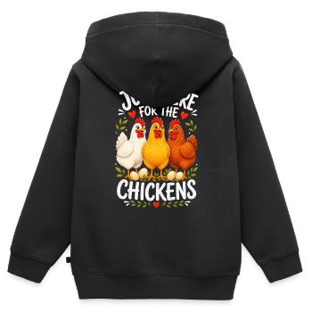 JUSTE LÀ POUR LES POULES - Sweat Premium à capuche zippé enfant bio - noir - Dos - AI Model Kid Male (0cm)