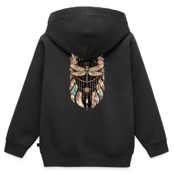 Frei Geist Traumfänger - Kinder Premium Organic Zip Hoodie - Schwarz - Hinten - AI Model Kid Male (0cm)