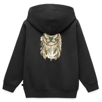 Attrape-rêves Papillon Rêve de Rêve - Sweat Premium à capuche zippé enfant bio - noir - Dos - AI Model Kid Male (0cm)