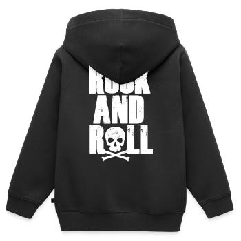 Rock'n'Roll-Totenkopftypografie - Kinder Premium Organic Zip Hoodie - Schwarz - Hinten - AI Model Kid Male (0cm)