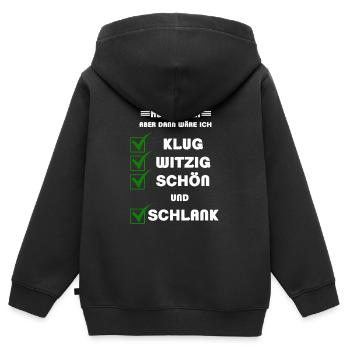 abnehmen witziger spruch - Kinder Premium Organic Zip Hoodie - Schwarz - Hinten - AI Model Kid Male (0cm)