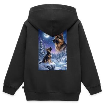 Howling to the Moon Dog German Shepherd - Kids Premium Organic Zip-up Hoodie - black - Back - AI Model Kid Male (0cm)