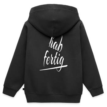 HAB FAIT ! Écriture manuscrite Écriture unique - Sweat Premium à capuche zippé enfant bio - noir - Dos - AI Model Kid Male (0cm)