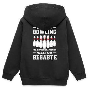 Bowling Nicht Magst Begabte Spruch - Kinder Premium Organic Zip Hoodie - Schwarz - Hinten - AI Model Kid Male (0cm)