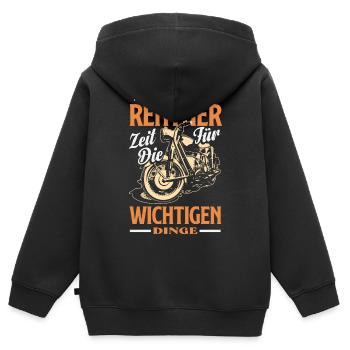 Endlich Rentner Wichtige Dinge - Kinder Premium Organic Zip Hoodie - Schwarz - Hinten - AI Model Kid Male (0cm)