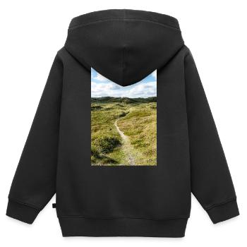 Dune Trail in Søndervig, Denmark - Kids Premium Organic Zip-up Hoodie - black - Back - AI Model Kid Male (0cm)