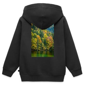 Autumn trees at the Eibsee in Bavaria - Kids Premium Organic Zip-up Hoodie - black - Back - AI Model Kid Male (0cm)