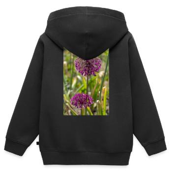 Zierlauch in Lila: Kugelförmige Blütenpracht - Kinder Premium Organic Zip Hoodie - Schwarz - Hinten - AI Model Kid Male (0cm)