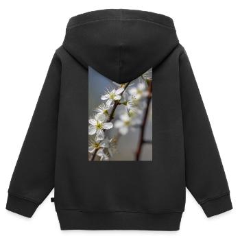 Zarte weiße Kirschblüten im Frühling - Kinder Premium Organic Zip Hoodie - Schwarz - Hinten - AI Model Kid Male (0cm)