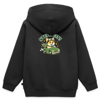 Steig ein! Corgi im Auto - Kinder Premium Organic Zip Hoodie - Schwarz - Hinten - AI Model Kid Male (0cm)