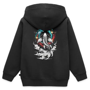 Himmlische Koi ⭐ - Kinder Premium Organic Zip Hoodie - Schwarz - Hinten - AI Model Kid Male (0cm)