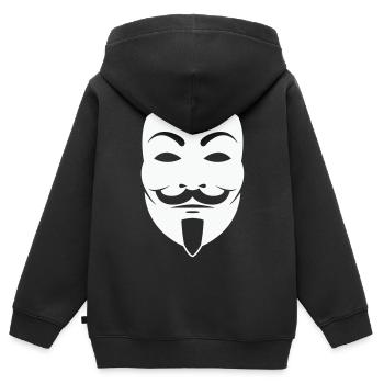 Anonymus_Maske - Kinder Premium Organic Zip Hoodie - Schwarz - Hinten - AI Model Kid Male (0cm)