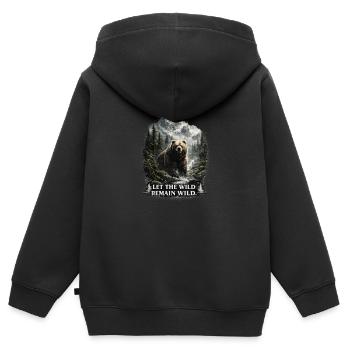 Grizzly Bear – Wildnis & Naturschutz - Kinder Premium Organic Zip Hoodie - Schwarz - Hinten - AI Model Kid Male (0cm)