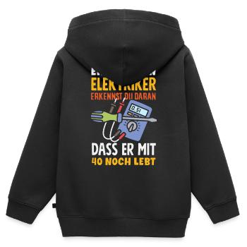 Elektriker Mit 40 Noch Lebt - Kinder Premium Organic Zip Hoodie - Schwarz - Hinten - AI Model Kid Male (0cm)
