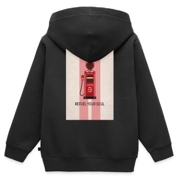 Refuel Your Soul - Premium Coffee Poster - Kinder Premium Organic Zip Hoodie - Schwarz - Hinten - AI Model Kid Male (0cm)