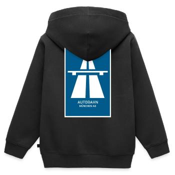 Autobahn München A8 Retro Poster - Kinder Premium Organic Zip Hoodie - Schwarz - Hinten - AI Model Kid Male (0cm)