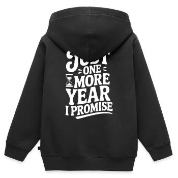 Nur noch ein Jahr, das verspreche ich - Kinder Premium Organic Zip Hoodie - Schwarz - Hinten - AI Model Kid Male (0cm)