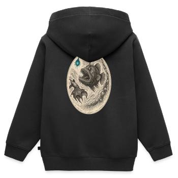 Tiefseemonster – Illustration - Kinder Premium Organic Zip Hoodie - Schwarz - Hinten - AI Model Kid Male (0cm)