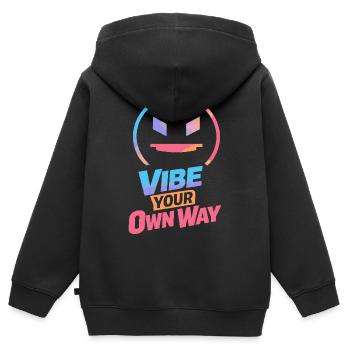 Vibe Your Own Way - Kinder Premium Organic Zip Hoodie - Schwarz - Hinten - AI Model Kid Male (0cm)