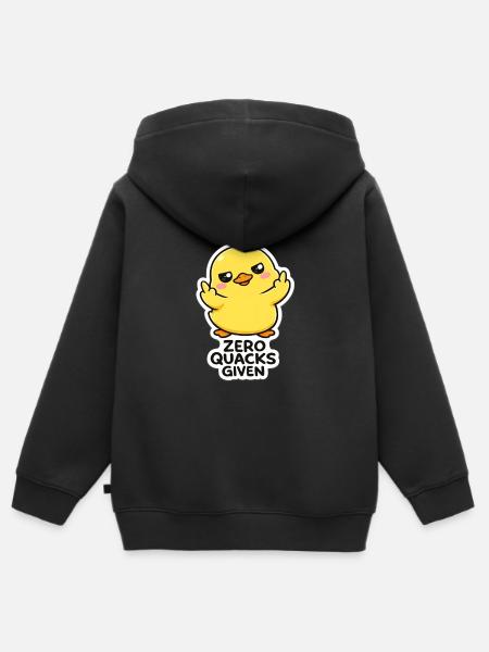 Küken mit Attitüde Zero Quacks - Kinder Premium Organic Zip Hoodie - Schwarz