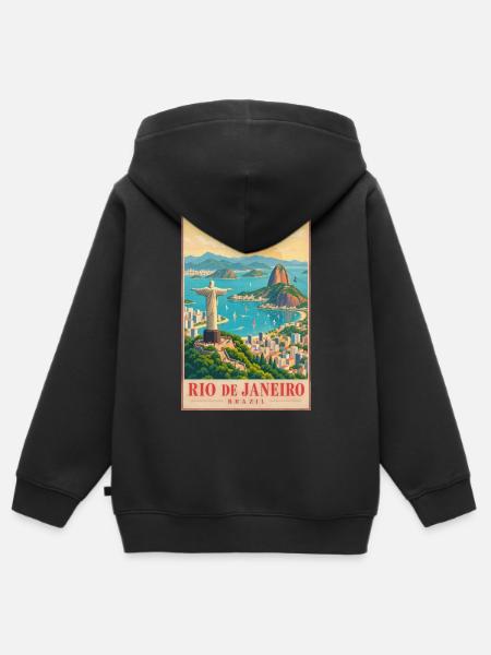 Rio de Janeiro Panorama - Kinder Premium Organic Zip Hoodie - Schwarz