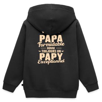Papa Formidable - Papy Exceptionnel - Sweat Premium à capuche zippé enfant bio - noir - Dos - AI Model Kid Male (0cm)
