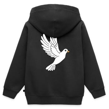 Colombe de la Paix - Sweat Premium à capuche zippé enfant bio - noir - Dos - AI Model Kid Male (0cm)