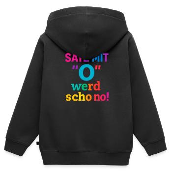 Satz mit O 2 - Kinder Premium Organic Zip Hoodie - Schwarz - Hinten - AI Model Kid Male (0cm)