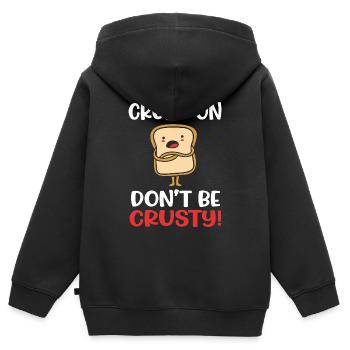 Knoblauch Brot - Kinder Premium Organic Zip Hoodie - Schwarz - Hinten - AI Model Kid Male (0cm)