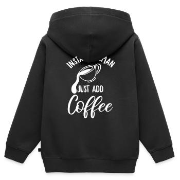 Instant Human - einfach Kaffee hinzufügen Design - Kinder Premium Organic Zip Hoodie - Schwarz - Hinten - AI Model Kid Male (0cm)