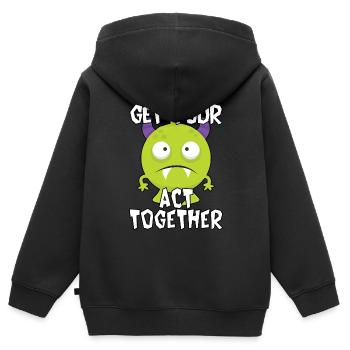 Agissez ensemble - Sweat Premium à capuche zippé enfant bio - noir - Dos - AI Model Kid Male (0cm)