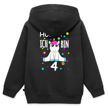 4 years unicorn - Kids Premium Organic Zip-up Hoodie - black - Back - AI Model Kid Male (0cm)