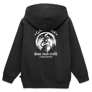 Conception de gargouille – More than Stone : Eternal Watcher - Sweat Premium à capuche zippé enfant bio - noir - Dos - AI Model Kid Male (0cm)