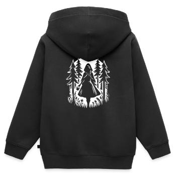 Cooles Rotkäppchen Design – Mutig & zeitlos - Kinder Premium Organic Zip Hoodie - Schwarz - Hinten - AI Model Kid Male (0cm)