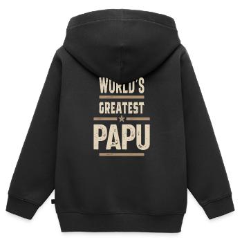 Le plus grand Papu - Sweat Premium à capuche zippé enfant bio - noir - Dos - AI Model Kid Male (0cm)