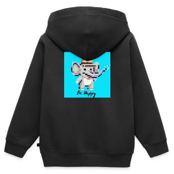Soyez heureux éléphant - Sweat Premium à capuche zippé enfant bio - noir - Dos - AI Model Kid Male (0cm)
