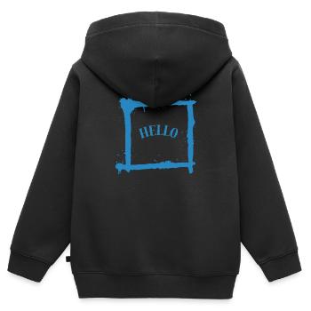Minimalistischer Gruß - Kinder Premium Organic Zip Hoodie - Schwarz - Hinten - AI Model Kid Male (0cm)