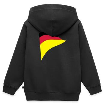 deutschland - Kinder Premium Organic Zip Hoodie - Schwarz - Hinten - AI Model Kid Male (0cm)