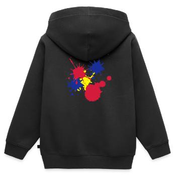 Farbkleckse - Kinder Premium Organic Zip Hoodie - Schwarz - Hinten - AI Model Kid Male (0cm)