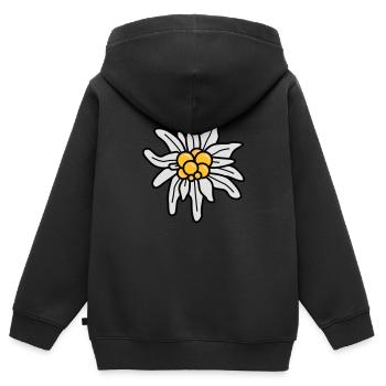 Edelweiss - Kinder Premium Organic Zip Hoodie - Schwarz - Hinten - AI Model Kid Male (0cm)