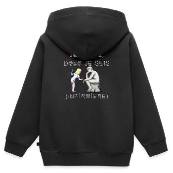 Je Panse donc je suis infirmière - Sweat Premium à capuche zippé enfant bio - noir - Dos - AI Model Kid Male (0cm)