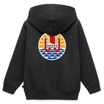 Armoiries nationales de la Polynésie française - Sweat Premium à capuche zippé enfant bio - noir - Dos - AI Model Kid Male (0cm)